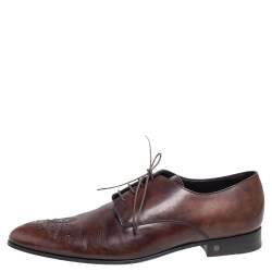 Pre Owned حذاء أكسفورد لوي فيتون أربطة جلد بروغي بني مقاس 42