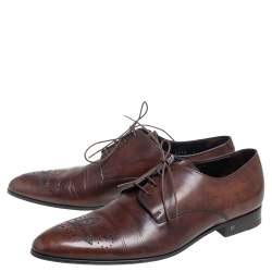 Pre Owned حذاء أكسفورد لوي فيتون أربطة جلد بروغي بني مقاس 42