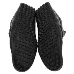 Pre Owned Louis Vuitton Black Damier Embossed Leather Hockenheim Slip On Loafers Size 42.5