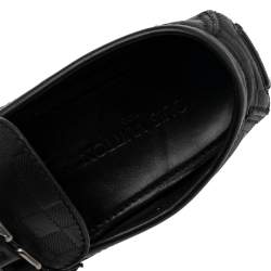 Pre Owned Louis Vuitton Black Damier Embossed Leather Hockenheim Slip On Loafers Size 42.5