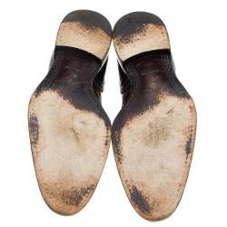 Pre Owned حذاء ديربي لوي فيتون جلد بروغي بني برباط مقاس 42