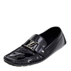 Pre Owned Louis Vuitton Black Patent Leather Monte Carlo Loafers Size 42.5