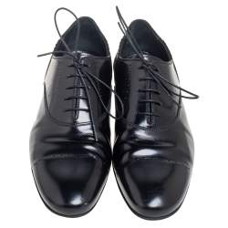 Pre Owned Louis Vuitton Black Leather Lace-Up Derby Size 41.5