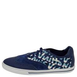 Pre Owned Louis Vuitton Blue Leather And Printed Canvas Stephen Sprouse Low Top Sneakers Size 41