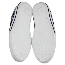 Pre Owned Louis Vuitton Blue Leather And Printed Canvas Stephen Sprouse Low Top Sneakers Size 41