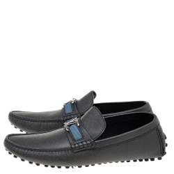 Pre Owned حذاء لوفرز لوي فيتون سليب أون هوكنهيم جلد رمادي داكن مقاس 41