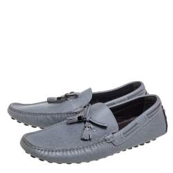 مملوكة مسبقًا Louis Vuitton Grey Leather Imola Tassel Slip On Loafers Size 41