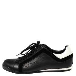 مملوكة مسبقًا حذاء رياضي لوي فيتون رباط علوي سويدي وجلد أبيض/ أسود مقاس 41