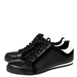 مملوكة مسبقًا حذاء رياضي لوي فيتون رباط علوي سويدي وجلد أبيض/ أسود مقاس 41