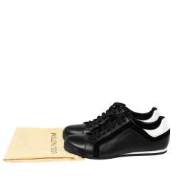 مملوكة مسبقًا حذاء رياضي لوي فيتون رباط علوي سويدي وجلد أبيض/ أسود مقاس 41