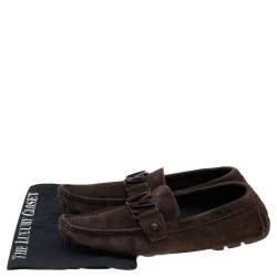 Pre Owned حذاء لوفرز لوي فيتون مونت كارلو سليب أون سويدي بني مقاس 42