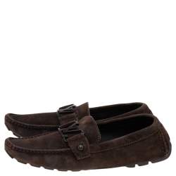 Pre Owned حذاء لوفرز لوي فيتون مونت كارلو سليب أون سويدي بني مقاس 42