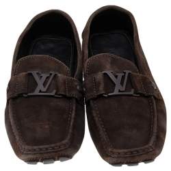 Pre Owned حذاء لوفرز لوي فيتون مونت كارلو سليب أون سويدي بني مقاس 42