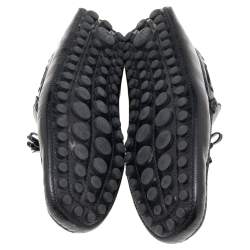 مملوكة مسبقًا Louis Vuitton Black Damier Embossed Leather Bow Slip On Loafers Size 41.5