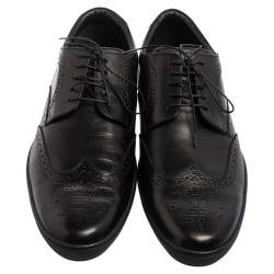 Pre Owned Louis Vuitton Black Brogue Leather Lace Up Oxfords Size 43