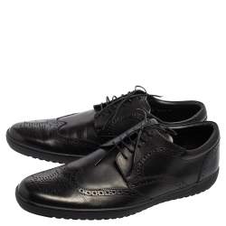 Pre Owned Louis Vuitton Black Brogue Leather Lace Up Oxfords Size 43