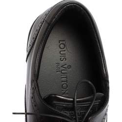 Pre Owned Louis Vuitton Black Brogue Leather Lace Up Oxfords Size 43
