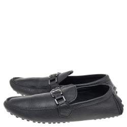 Louis Vuitton Black Leather Hockenheim Slip On Loafers Size 40.5