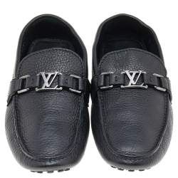Louis Vuitton Black Leather Hockenheim Slip On Loafers Size 40.5