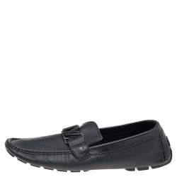 Louis Vuitton Black Leather Monte Carlo Slip on Loafers Size 45