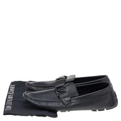 Louis Vuitton Black Leather Monte Carlo Slip on Loafers Size 45