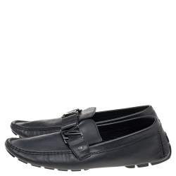 Louis Vuitton Black Leather Monte Carlo Slip on Loafers Size 45