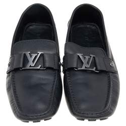 Louis Vuitton Black Leather Monte Carlo Slip on Loafers Size 45