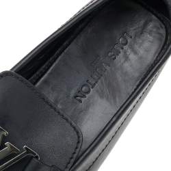 Louis Vuitton Black Leather Monte Carlo Slip on Loafers Size 45