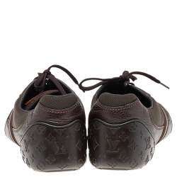 Pre Owned حذاء رياضي لوي فيتون جلد وكانفاس بني داكن بعنق منخفض مقاس 44