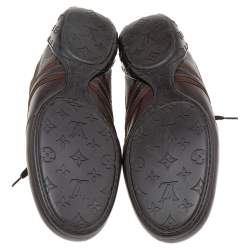 Louis Vuitton Dark Brown Canvas And Leather Low Top Sneakers Size 44