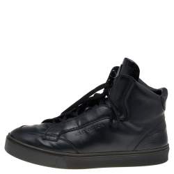 Louis Vuitton Black Leather And Damier Patent Leather High Top Sneakers Size 40.5