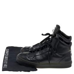 Louis Vuitton Black Leather And Damier Patent Leather High Top Sneakers Size 40.5