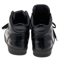 Louis Vuitton Black Leather And Damier Patent Leather High Top Sneakers Size 40.5