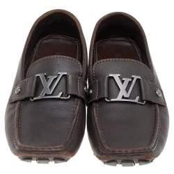 Louis Vuitton Dark Brown Leather Monte Carlo Loafers Size 41