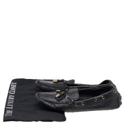 Louis Vuitton Black Monogram Leather Slip on Loafers Size 36.5