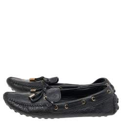 Louis Vuitton Black Monogram Leather Slip on Loafers Size 36.5