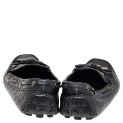 Louis Vuitton Black Monogram Leather Slip on Loafers Size 36.5