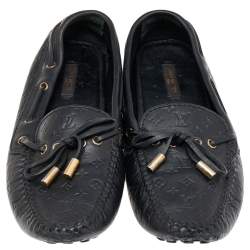 Louis Vuitton Black Monogram Leather Slip on Loafers Size 36.5