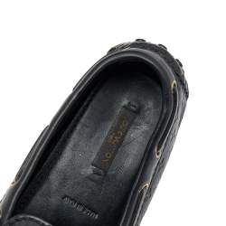 Louis Vuitton Black Monogram Leather Slip on Loafers Size 36.5