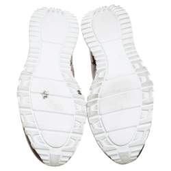 Pre Owned Louis Vuitton Tan Leather Lace Up Low Top Sneakers Size 41.5