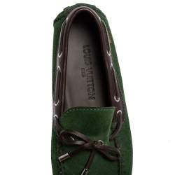 مملوكة مسبقًا حذاء لوفرز لوي فيتون فيونكة سويدي أخضر مقاس 41