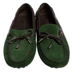 مملوكة مسبقًا حذاء لوفرز لوي فيتون فيونكة سويدي أخضر مقاس 41