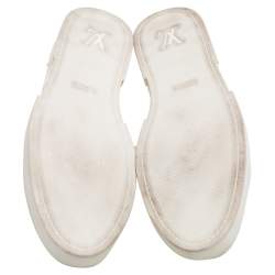 Pre Owned Louis Vuitton Cream Epi Leather Match Up Sneakers Size 40.5