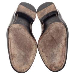 Pre Owned Louis Vuitton Black Leather Logo Slip On Loafers Size 42