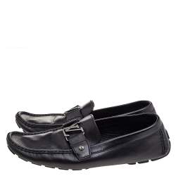 Pre Owned Louis Vuitton Black Leather Monte Carlo Slip on Loafer Size 44.5