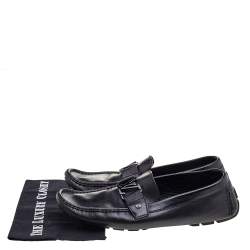Pre Owned Louis Vuitton Black Leather Monte Carlo Slip on Loafer Size 44.5