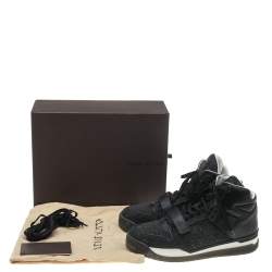 Pre Owned Louis Vuitton Black Leather And Fabric Trailblazer High Top Sneakers Size 43.5