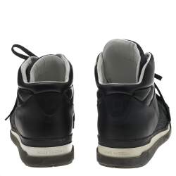 Pre Owned Louis Vuitton Black Leather And Fabric Trailblazer High Top Sneakers Size 43.5
