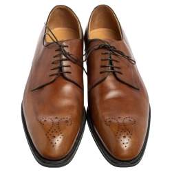 Pre Owned Louis Vuitton Brown Brogue Leather Lace Up Derby Size 44
