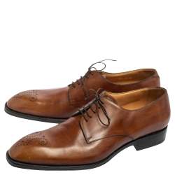 Pre Owned Louis Vuitton Brown Brogue Leather Lace Up Derby Size 44